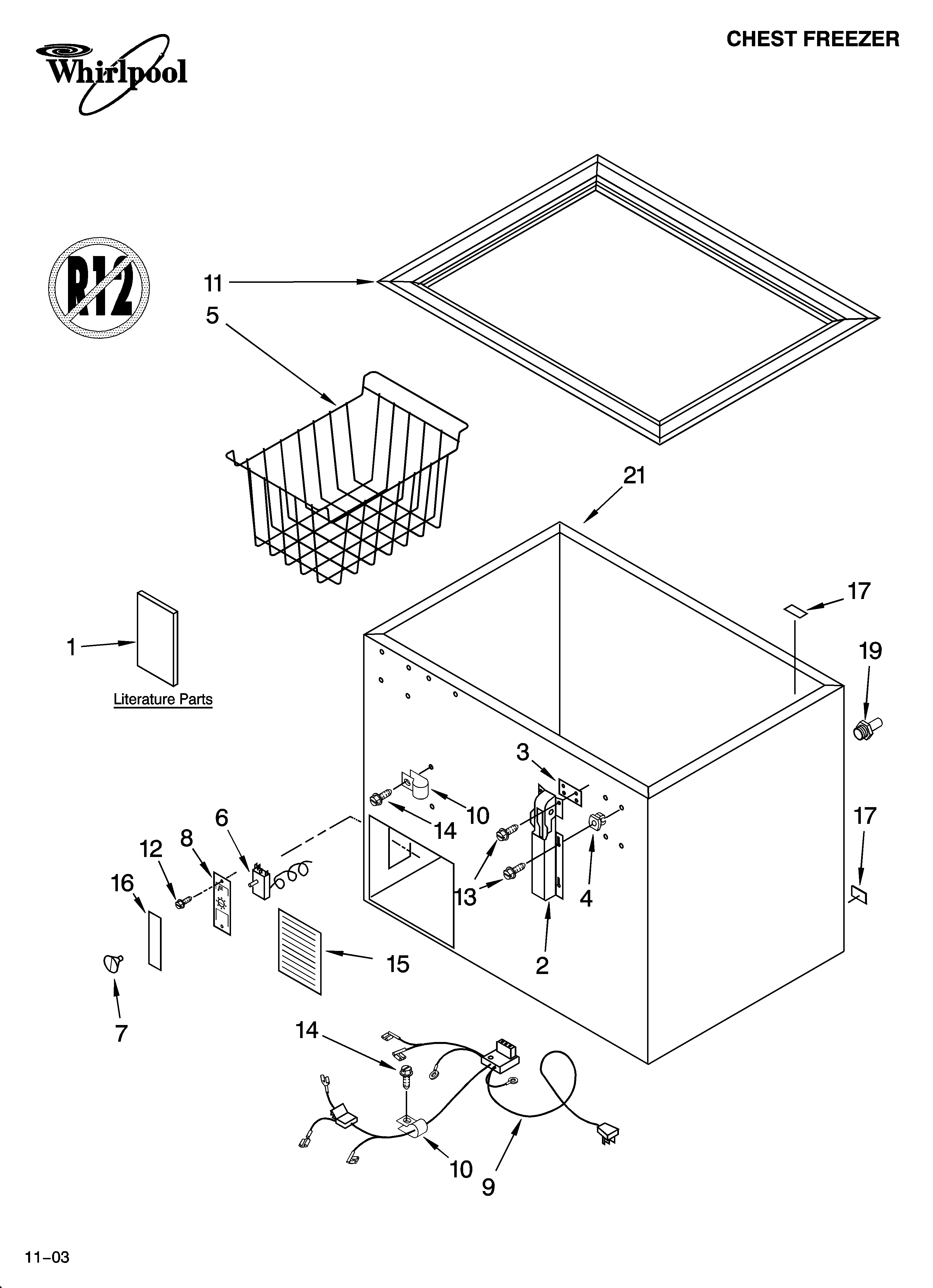 Cabinet parts and parts not illustrated