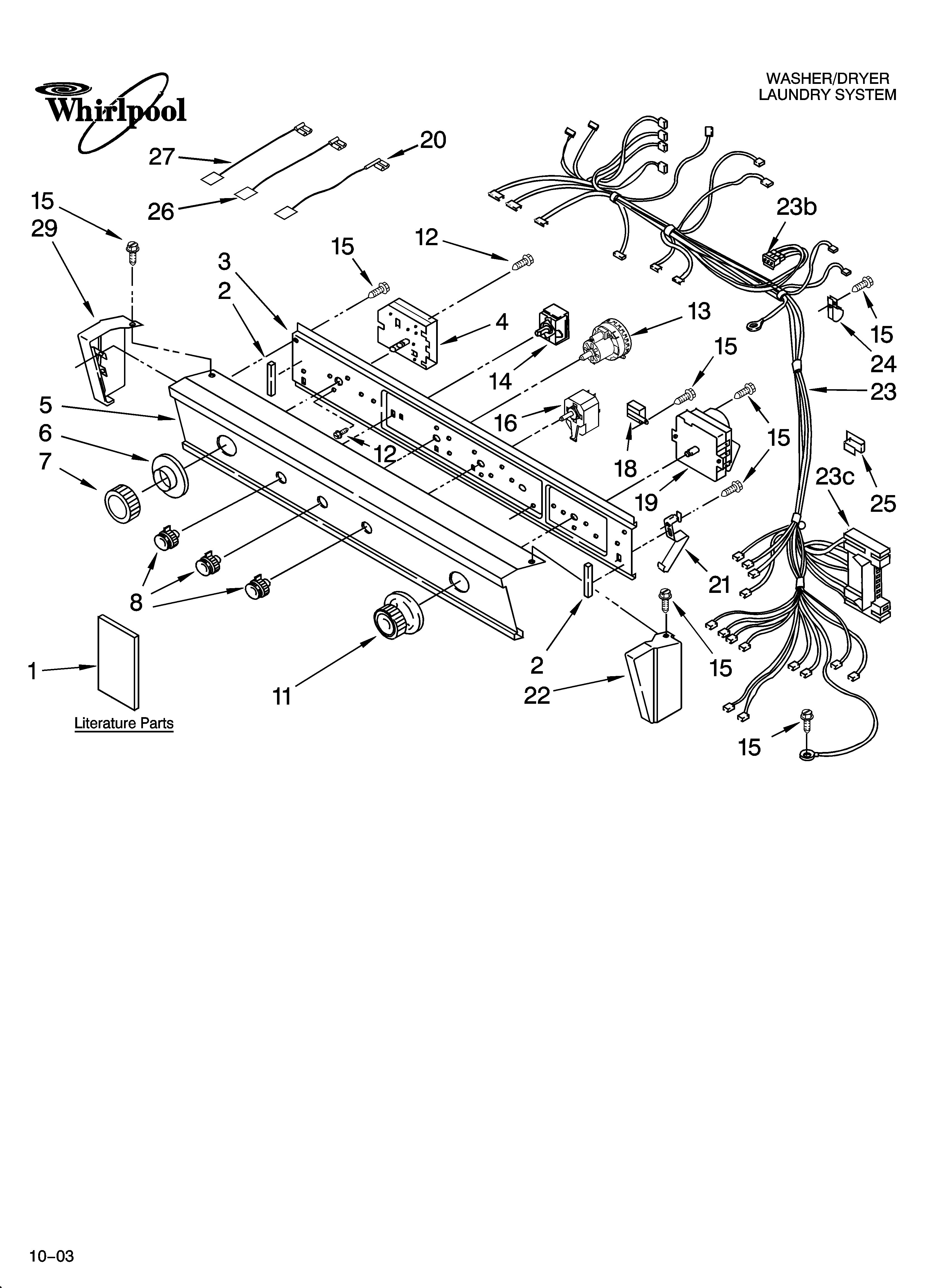Washer/dryer control panel parts