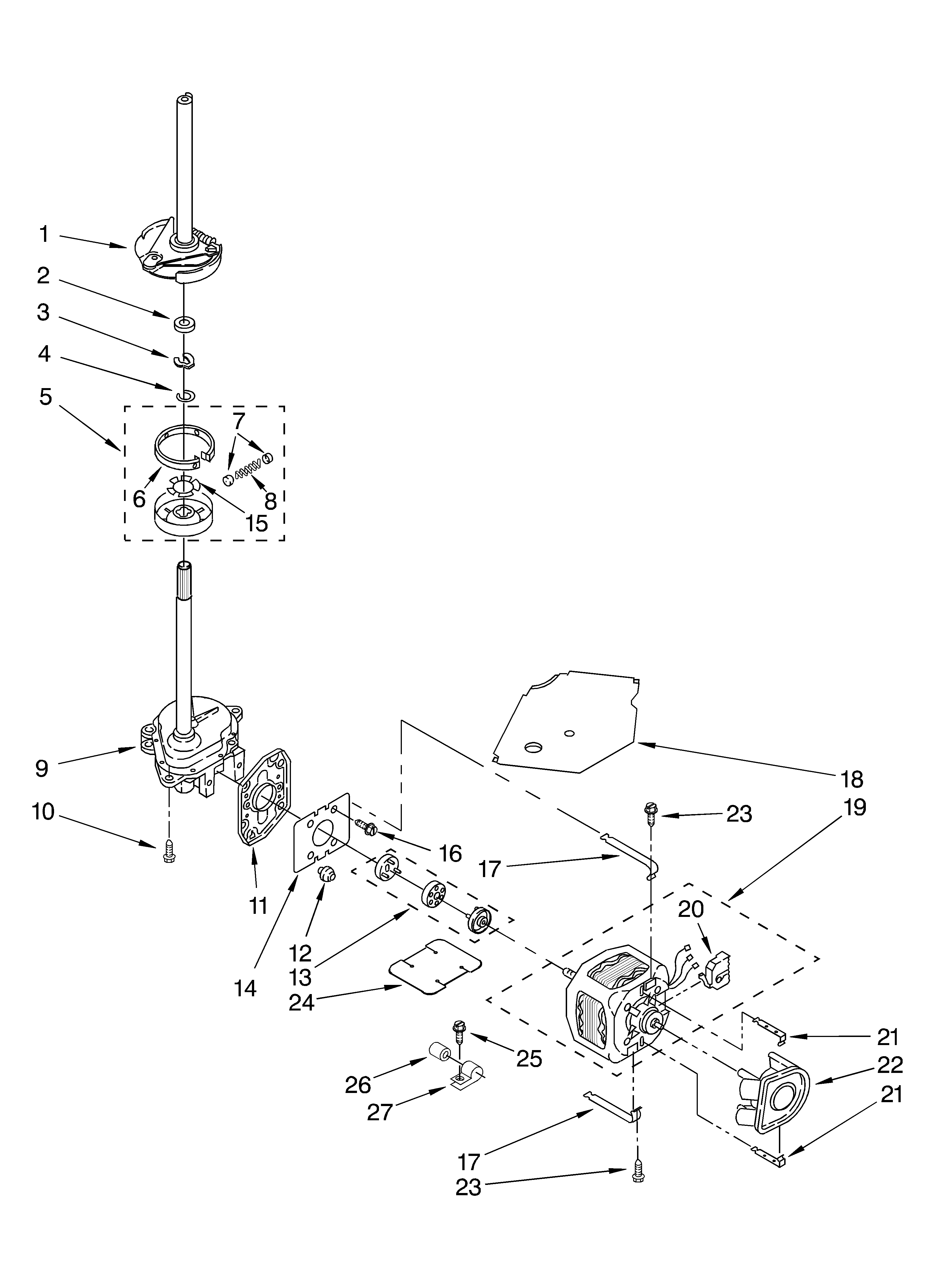 Brake, clutch, gearcase, motor and pump parts