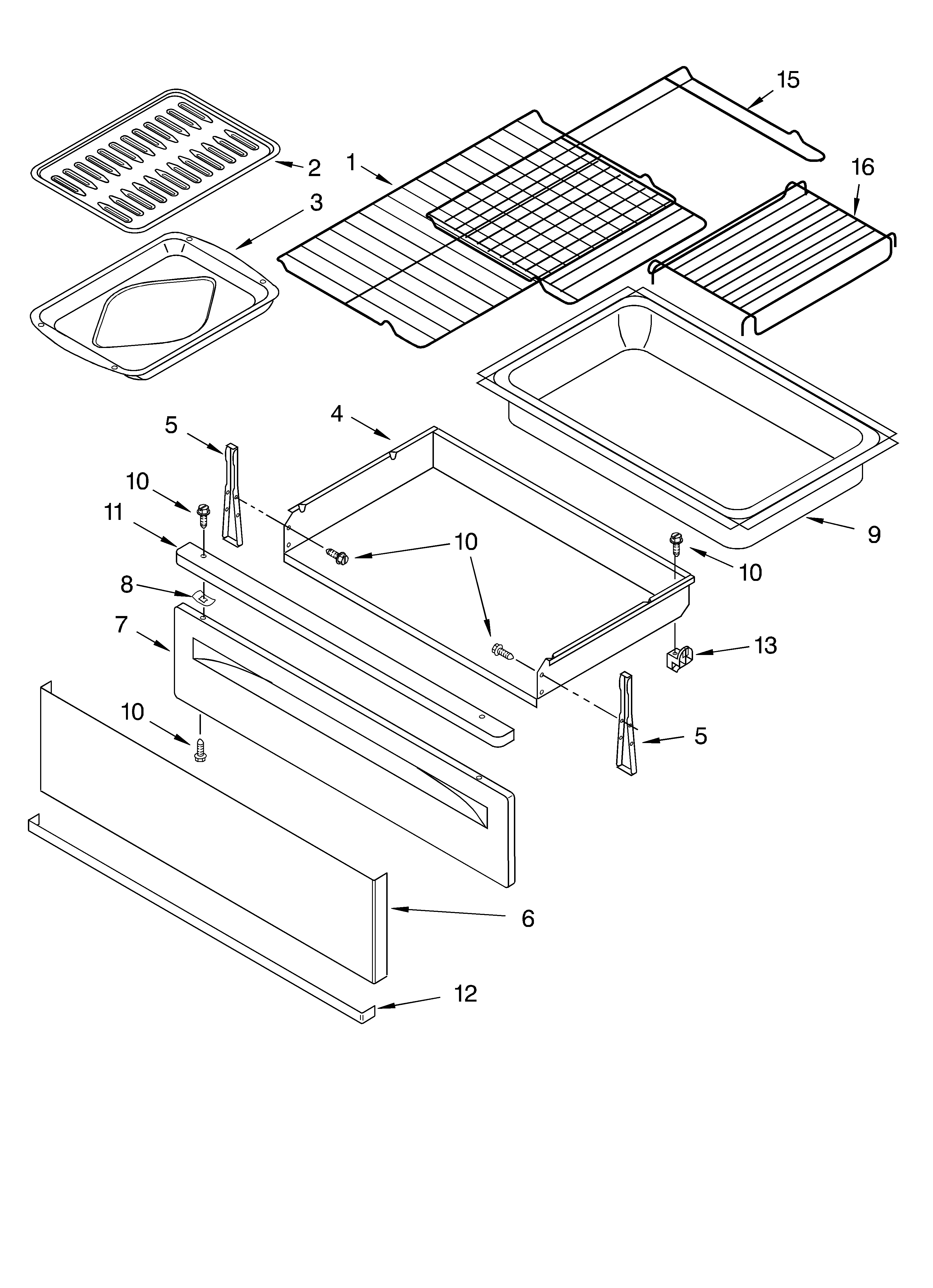Drawer & broiler parts, miscellaneous parts