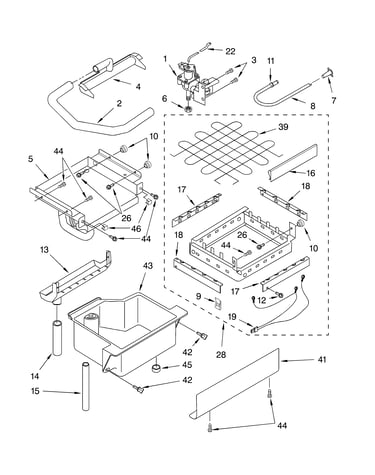 Evaporator ice cutter grid and water parts