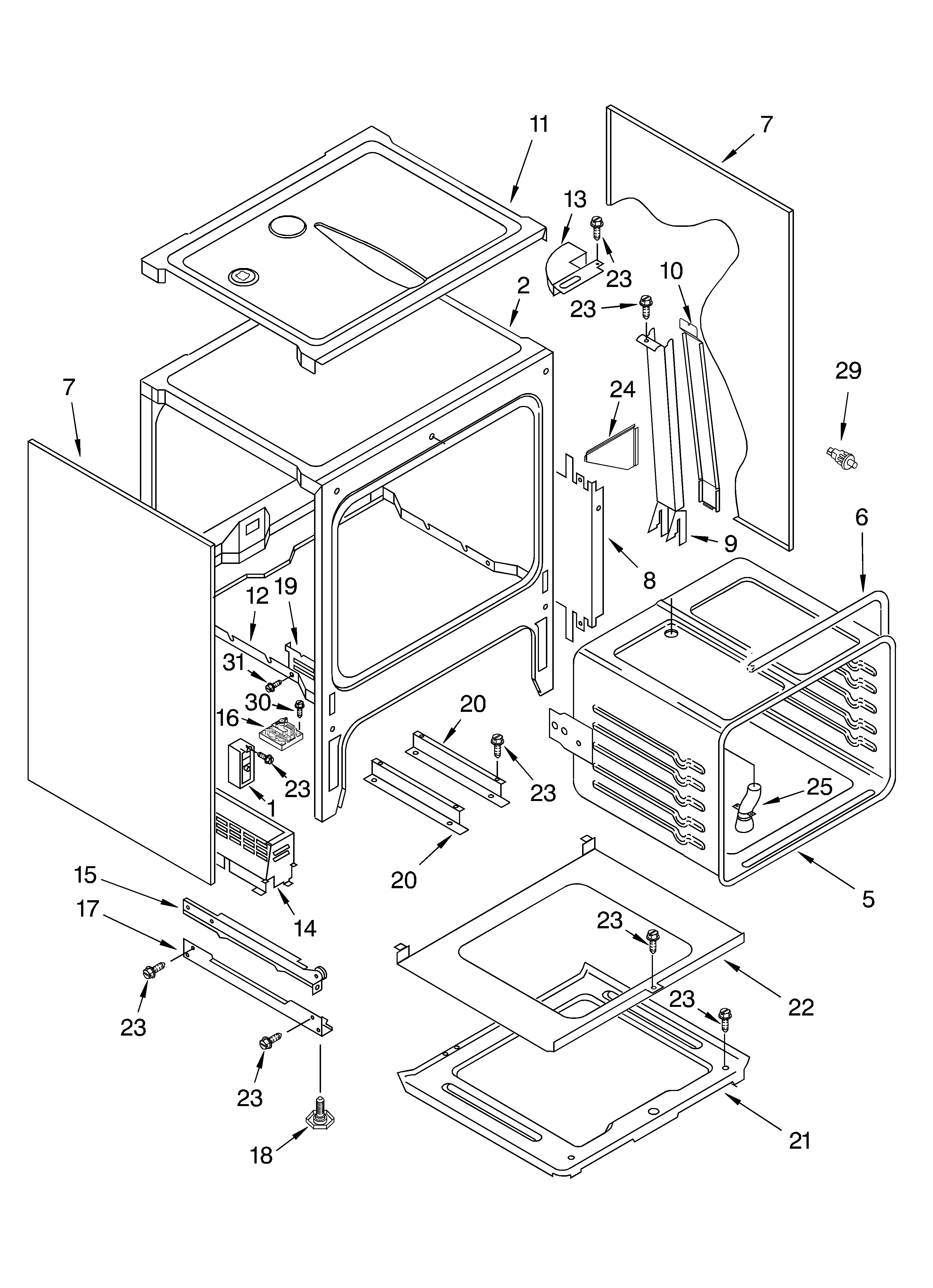 Oven chassis parts