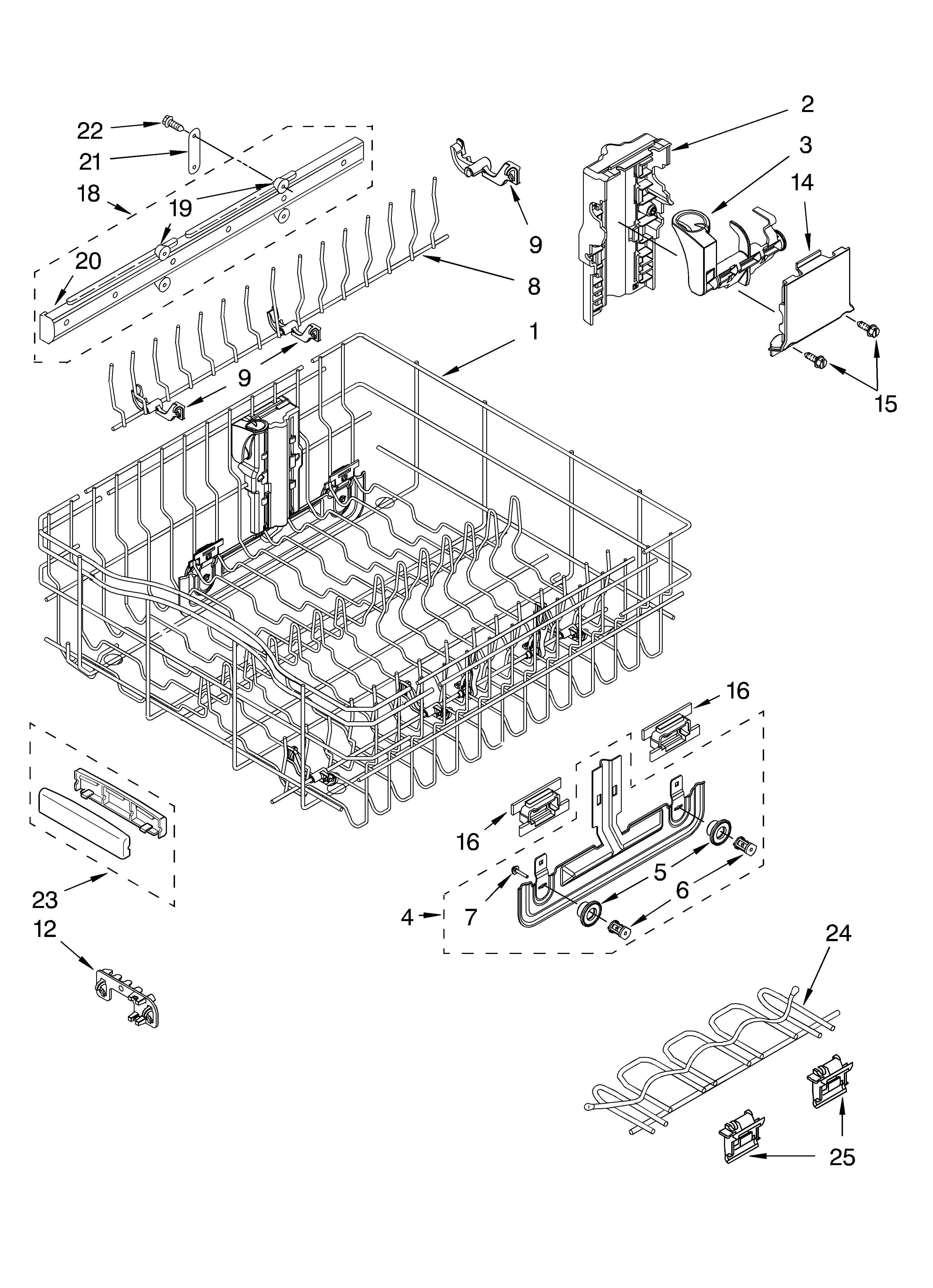 UPPER RACK AND TRACK PARTS