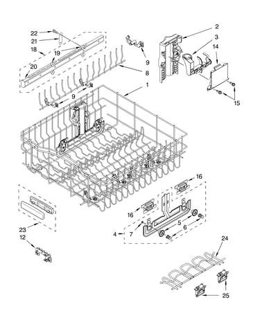 Upper rack and track parts