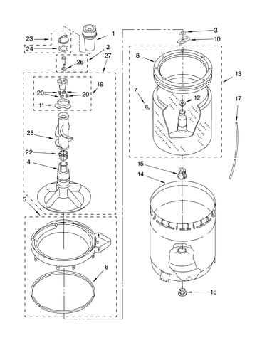 Agitator, basket and tub parts