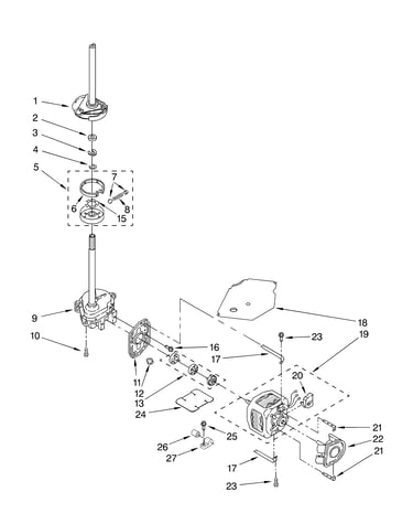 Brake, clutch, gearcase, motor and pump parts