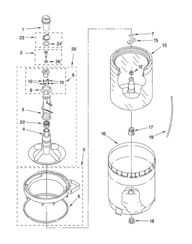 Agitator, basket and tub parts