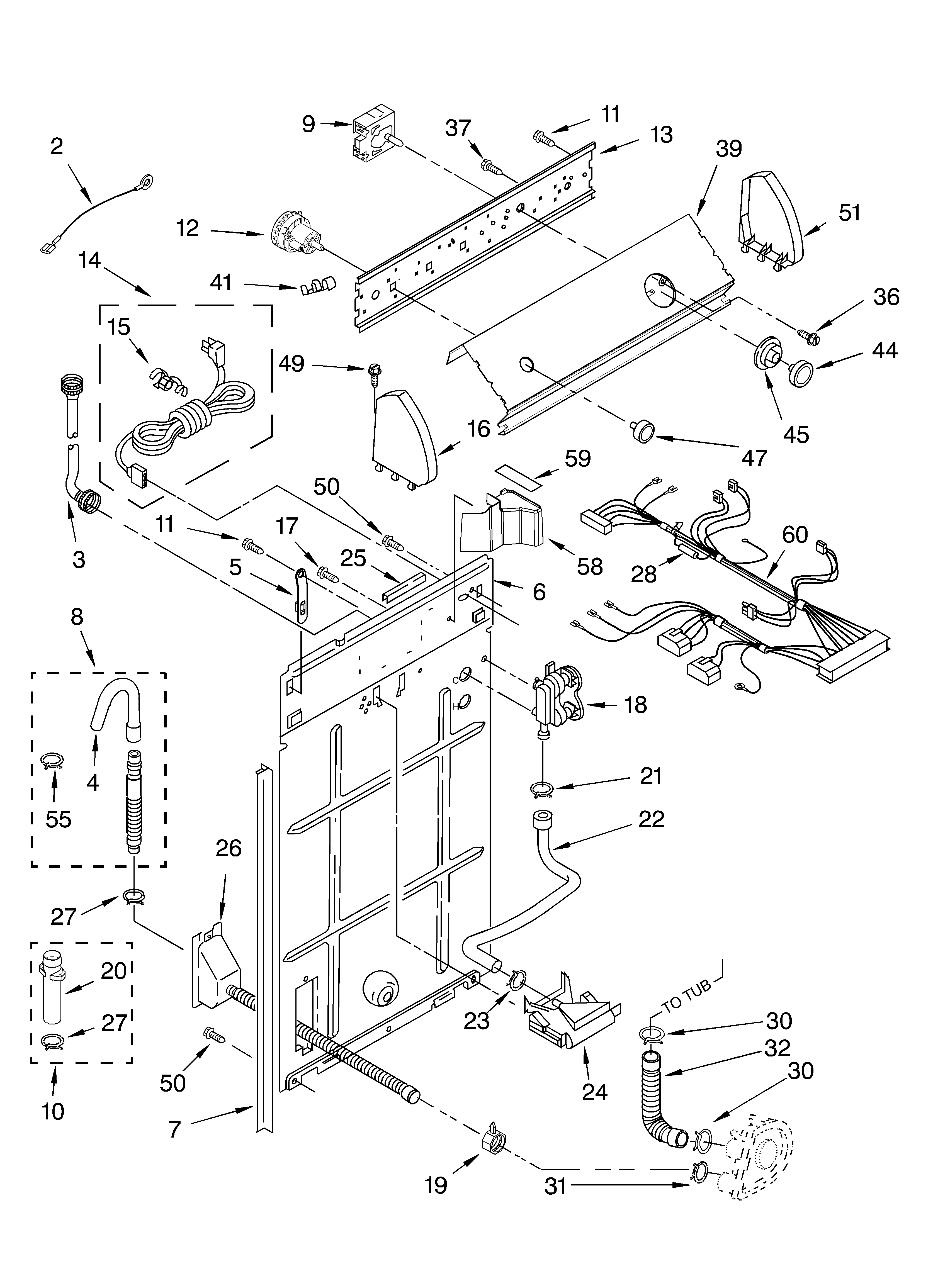 Controls and rear panel parts