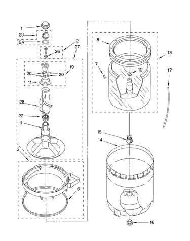 Agitator, basket and tub parts