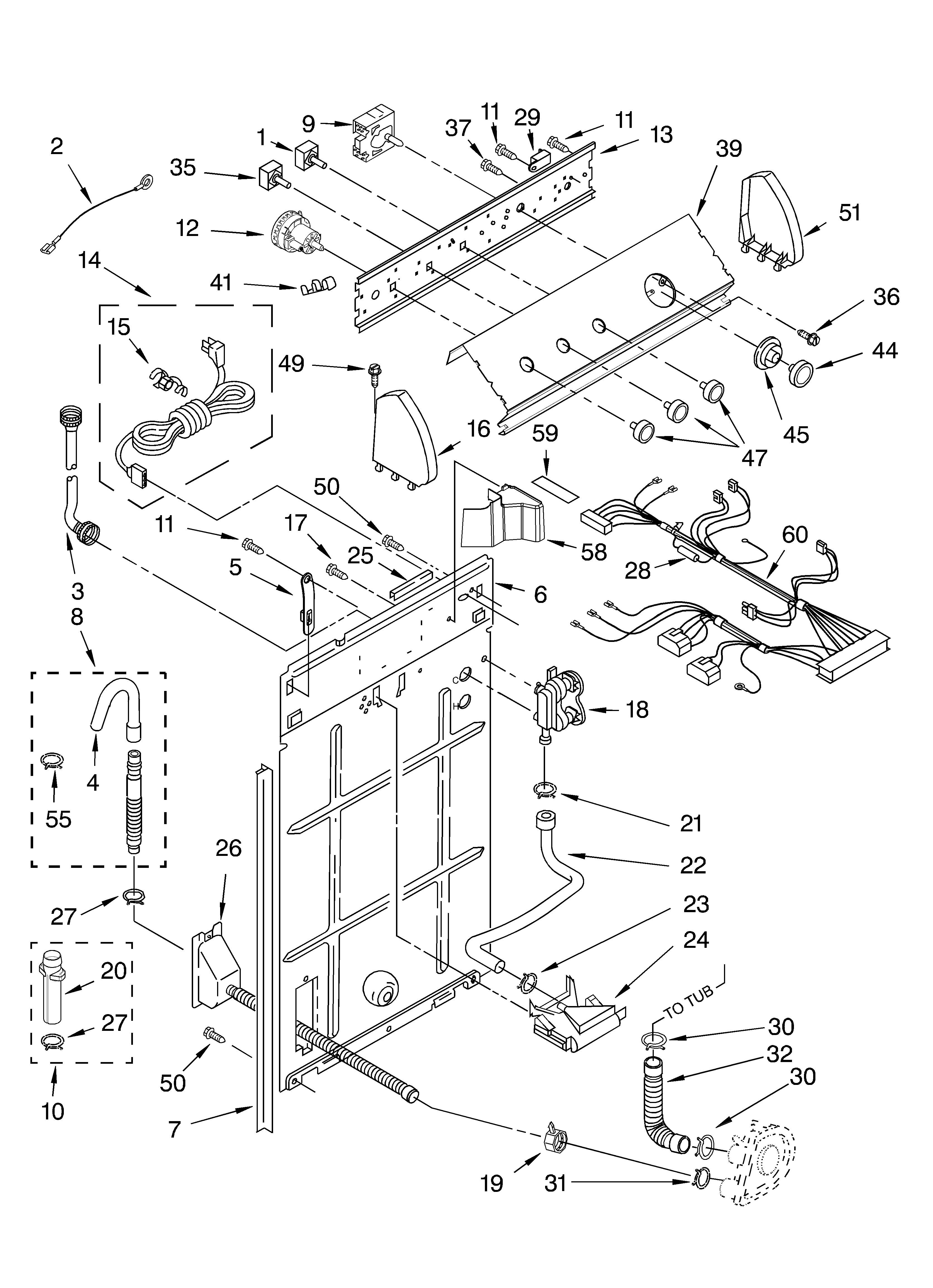 Controls and rear panel parts
