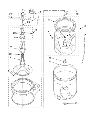 Agitator, basket and tub parts