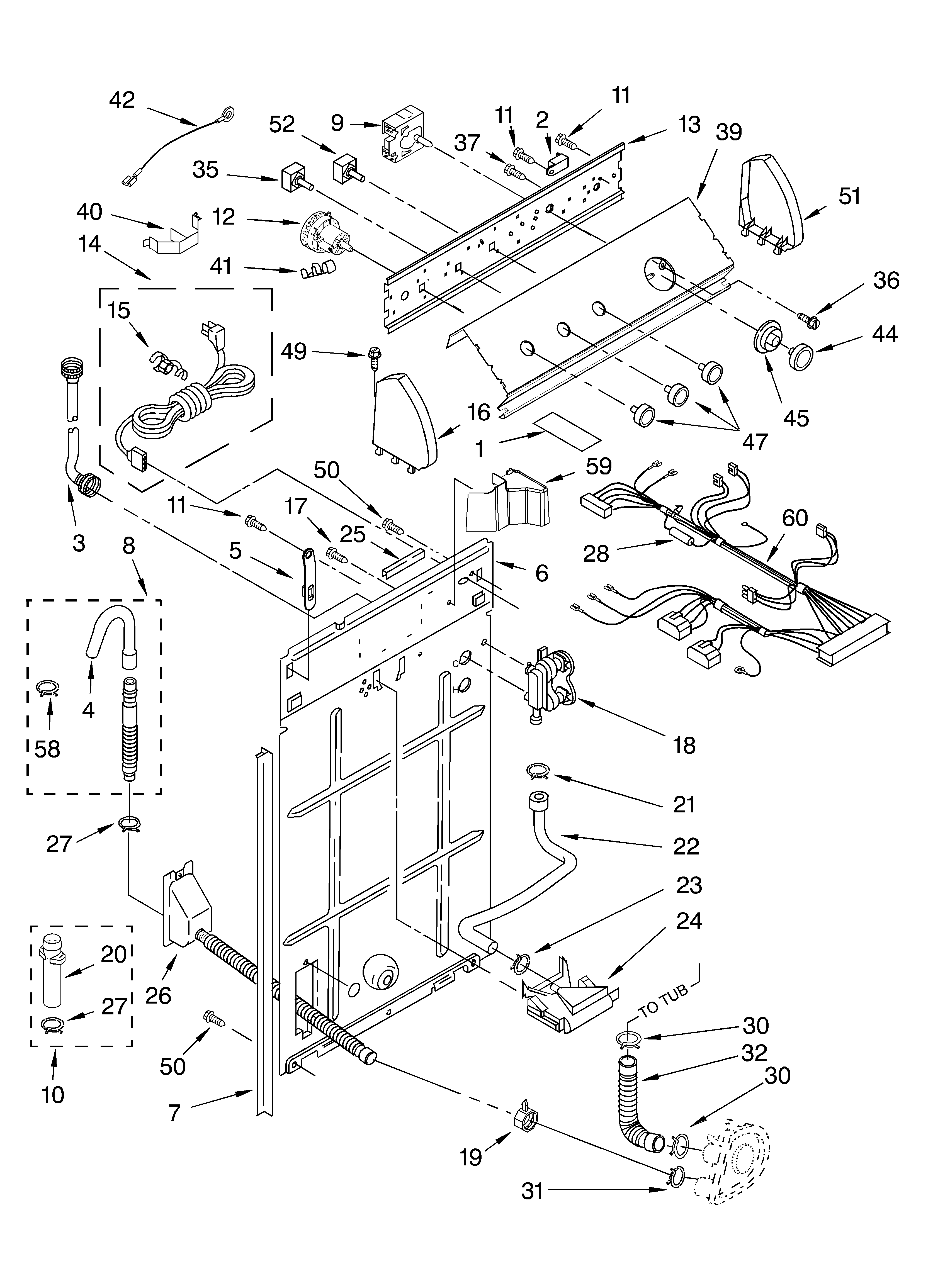 Controls and rear panel parts