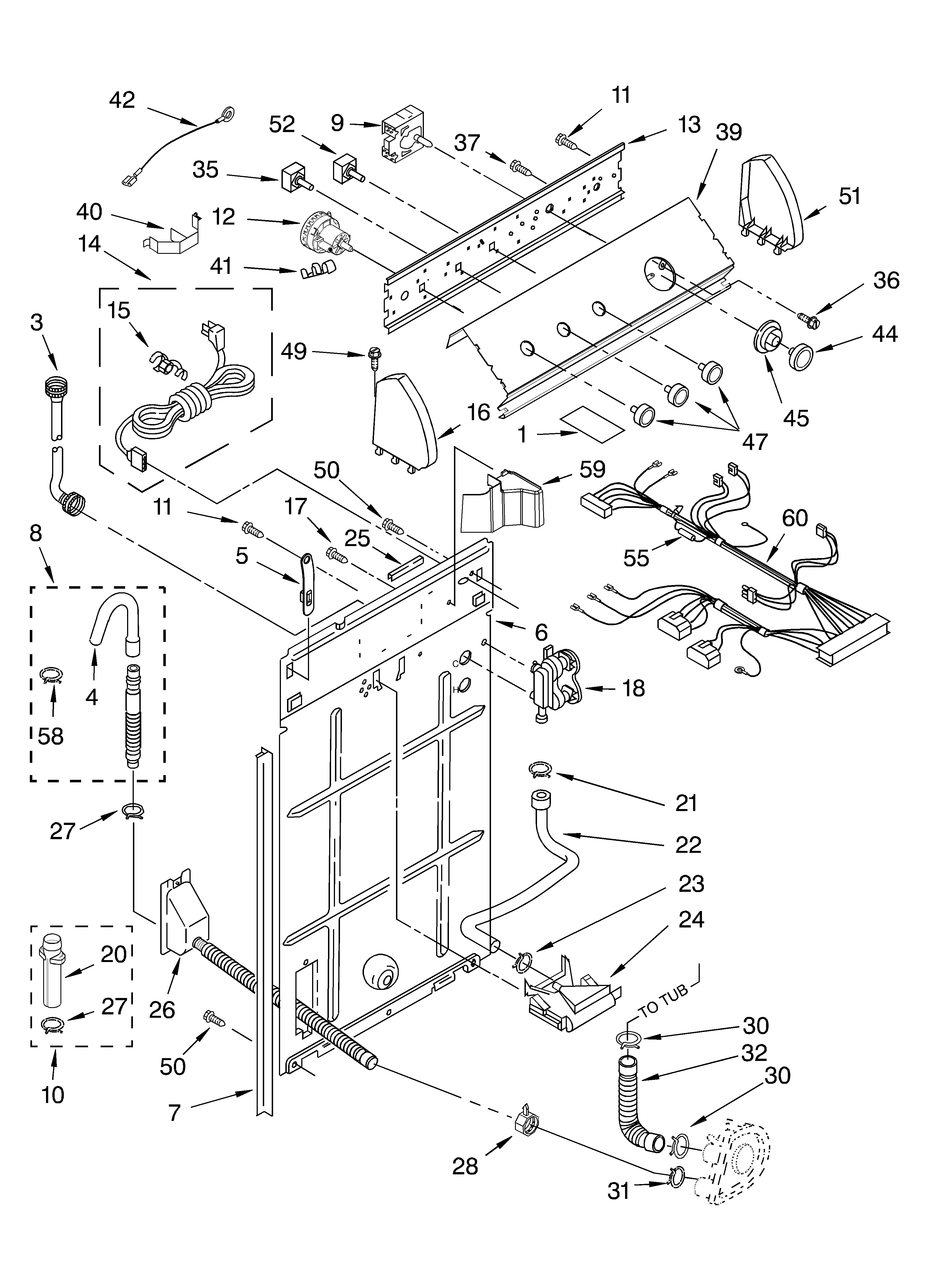Controls and rear panel parts