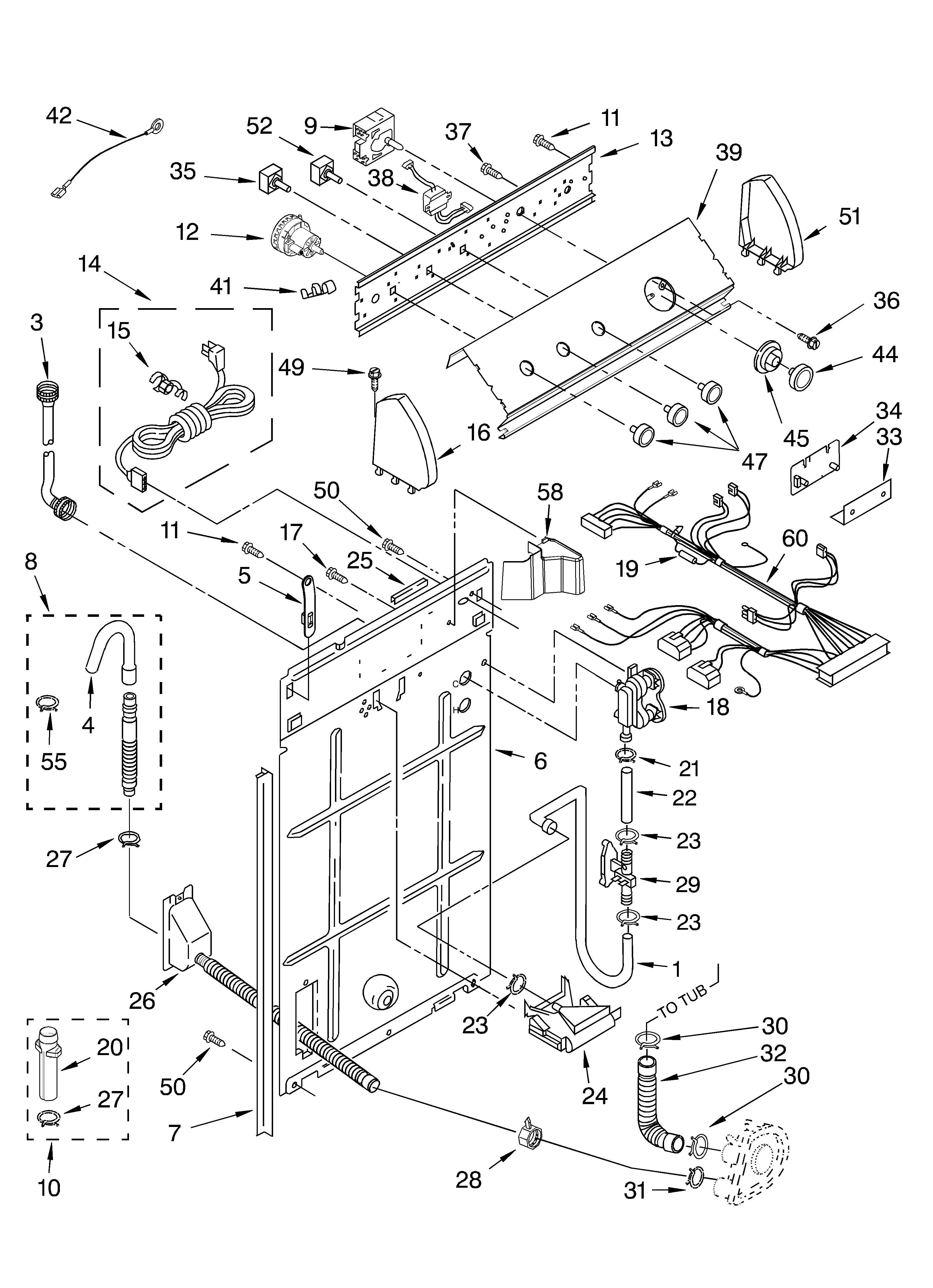Controls and rear panel parts
