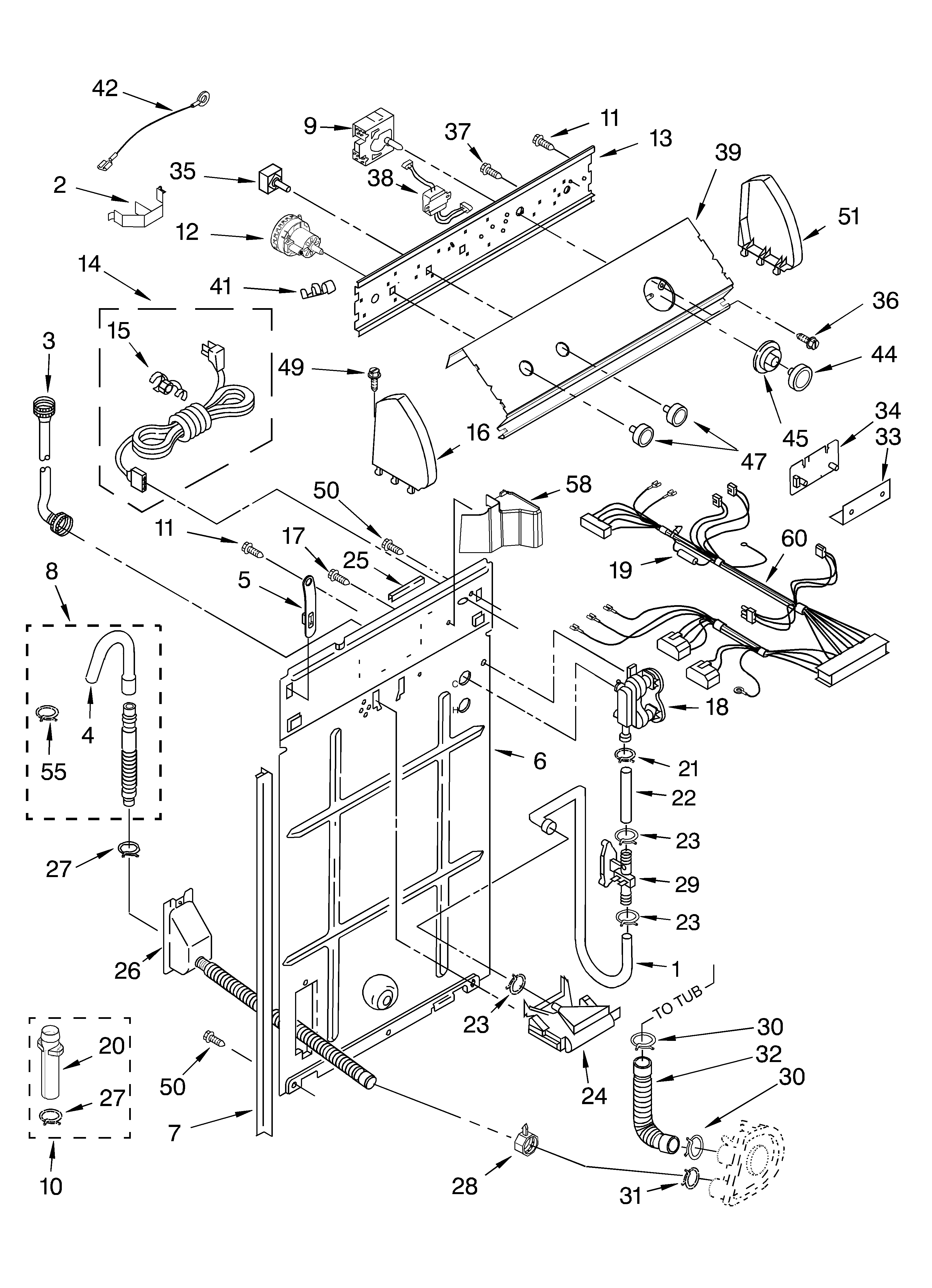 Controls and rear panel parts