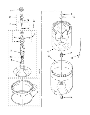 Agitator, basket and tub parts