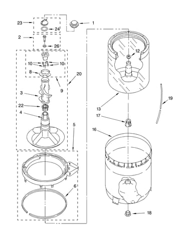Agitator, basket and tub parts