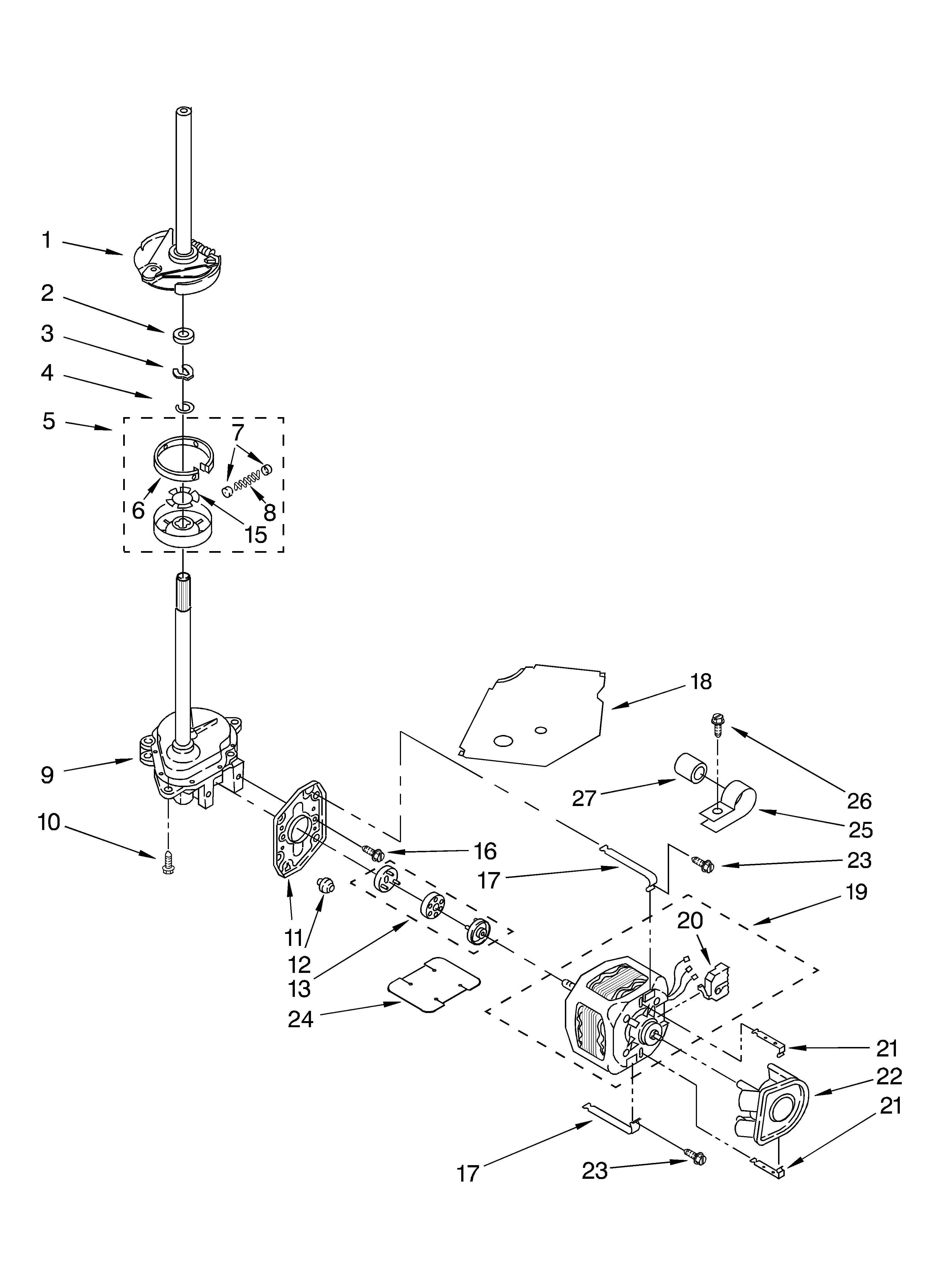 Brake, clutch, gearcase, motor and pump parts