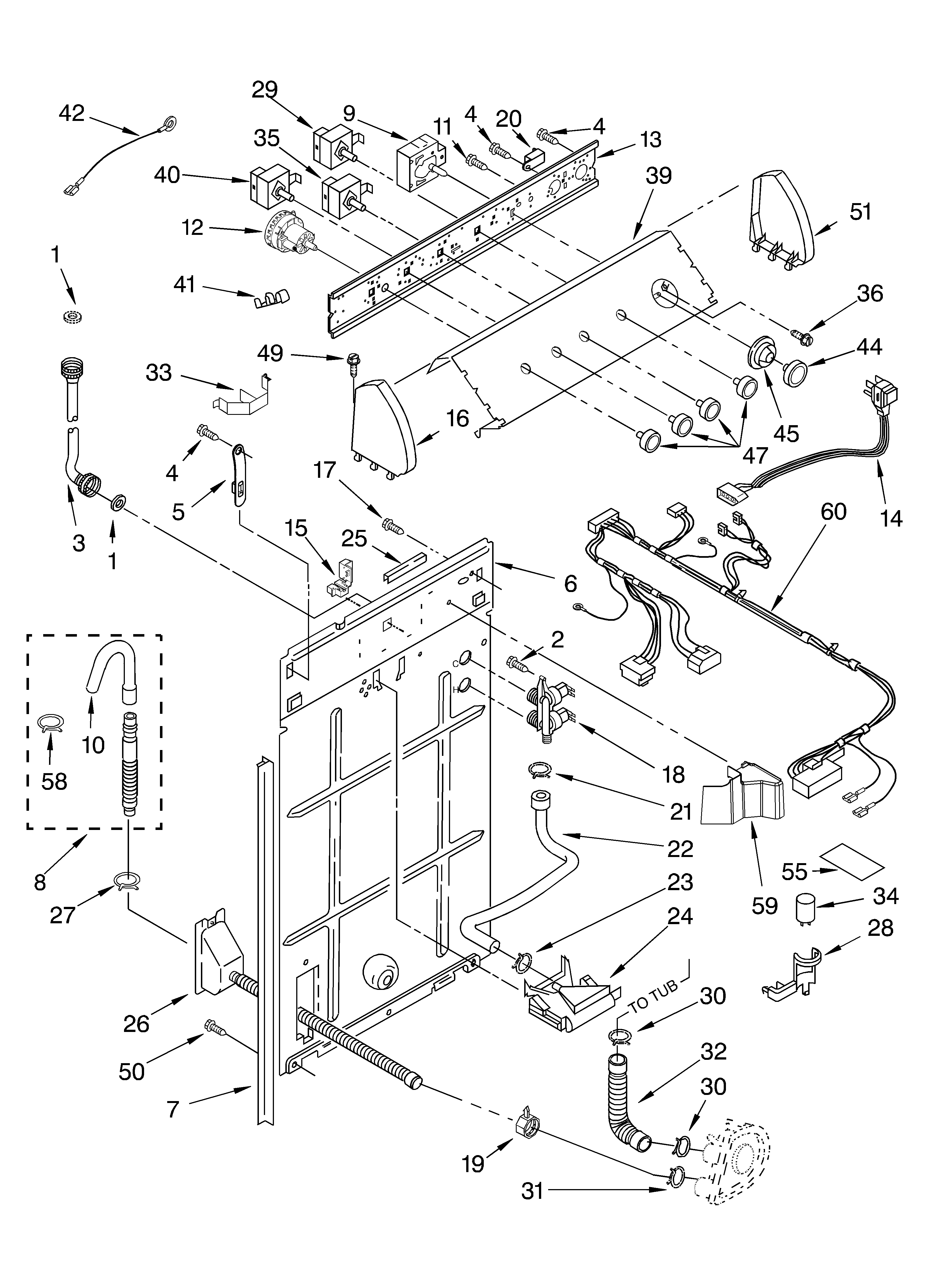 Controls and rear panel parts