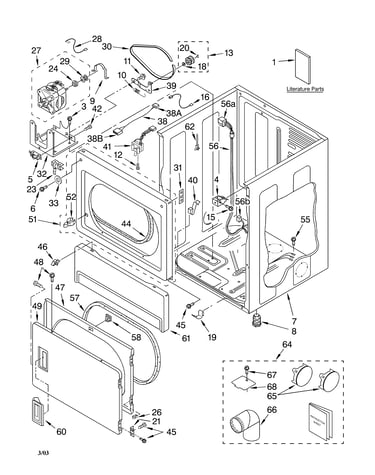 Lower cabinet and front panel parts