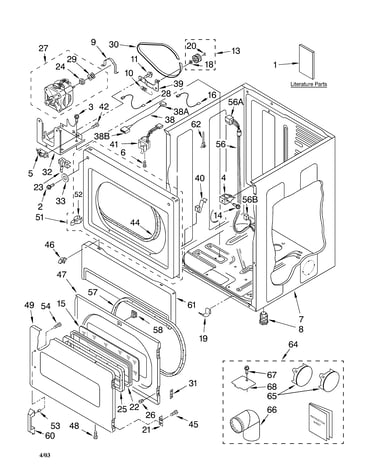 Lower cabinet and front panel parts