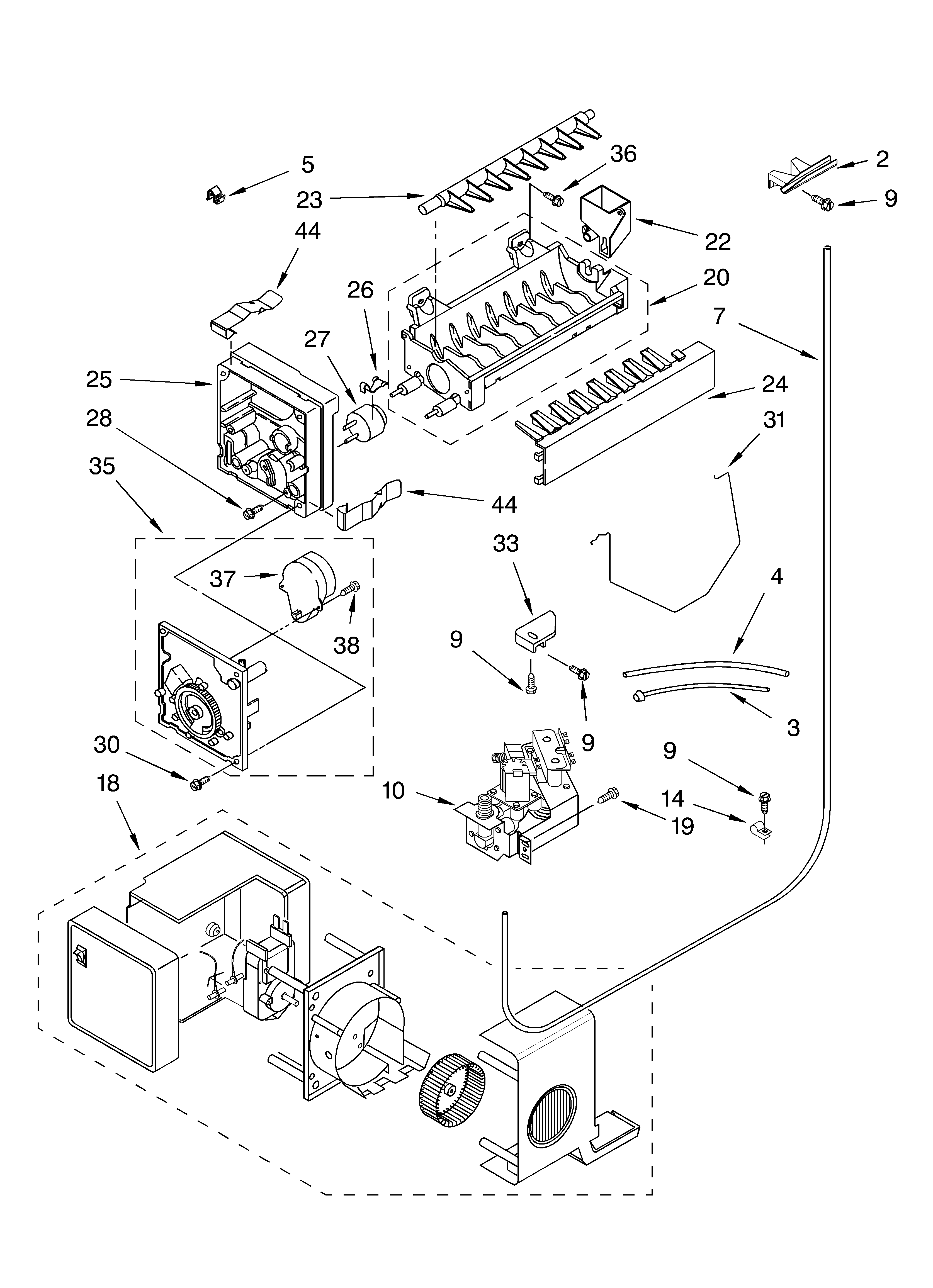 Icemaker parts, parts not illustrated