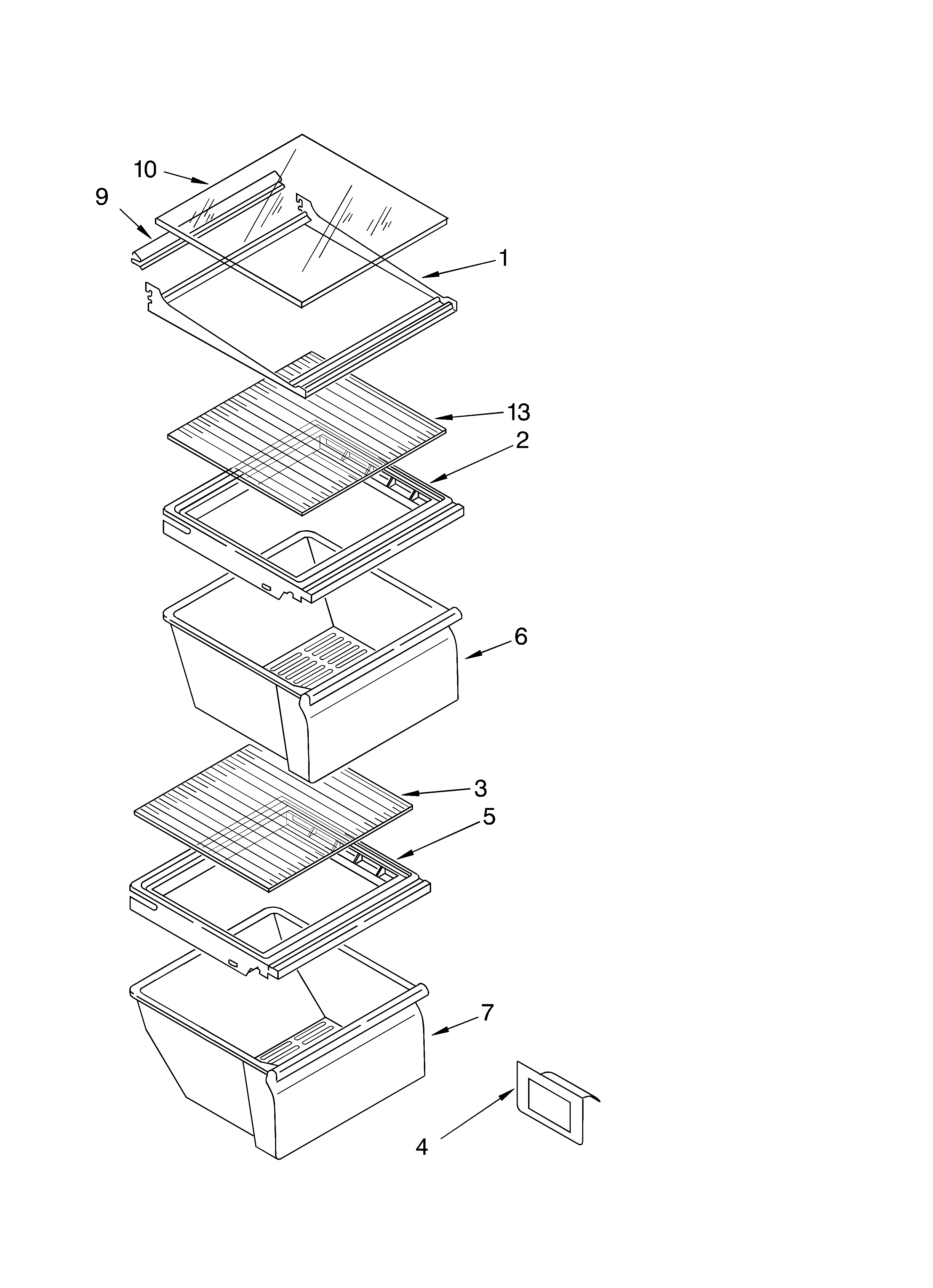 Refrigerator shelf parts