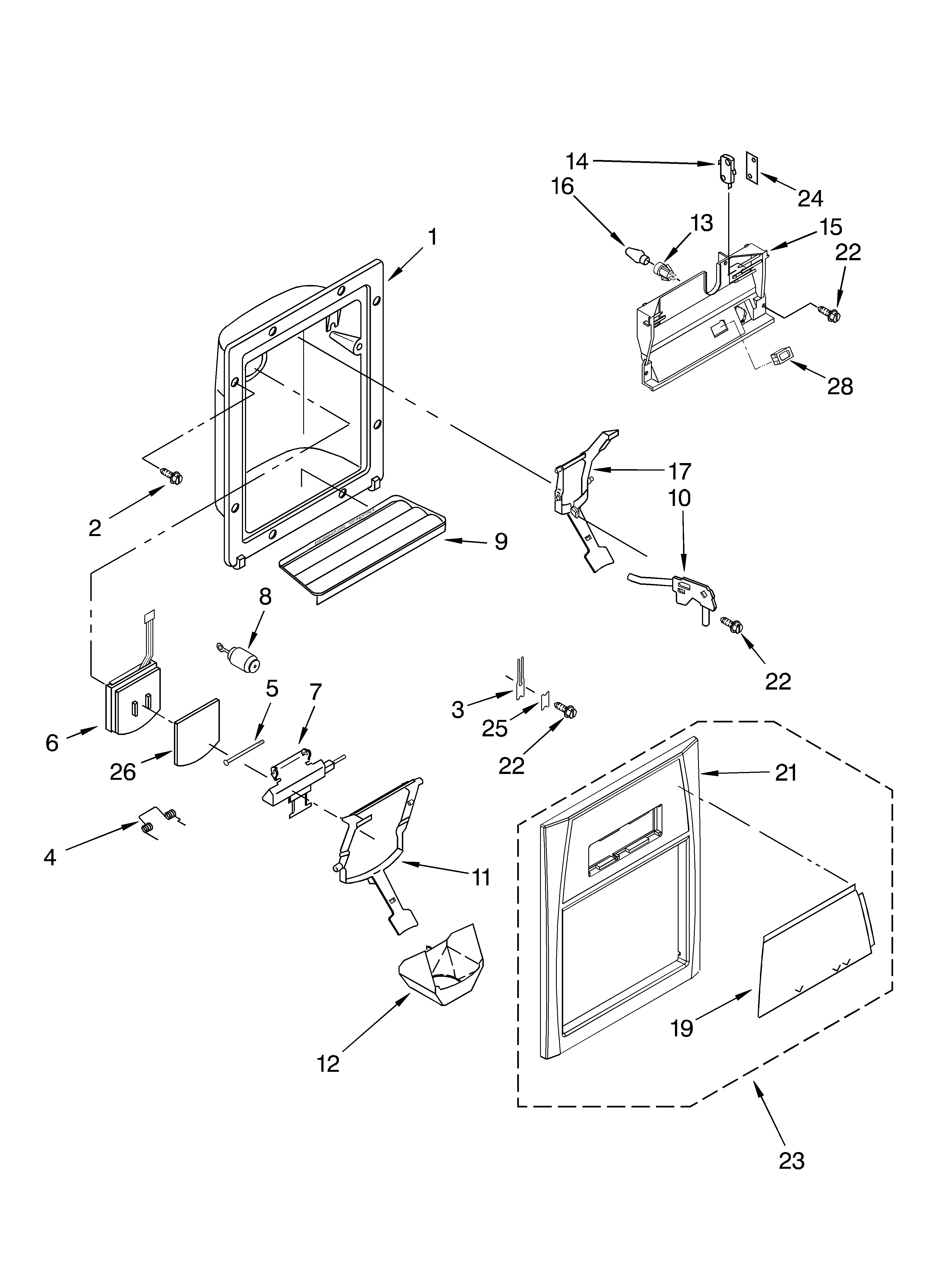 Dispenser front parts