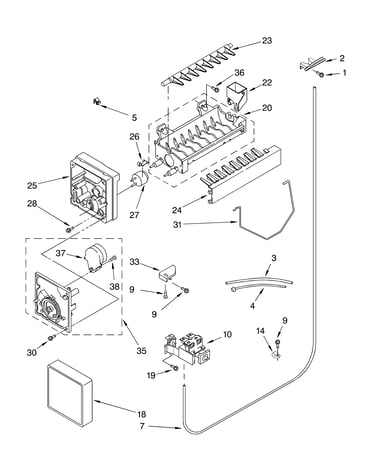 Icemaker parts, parts not illustrated