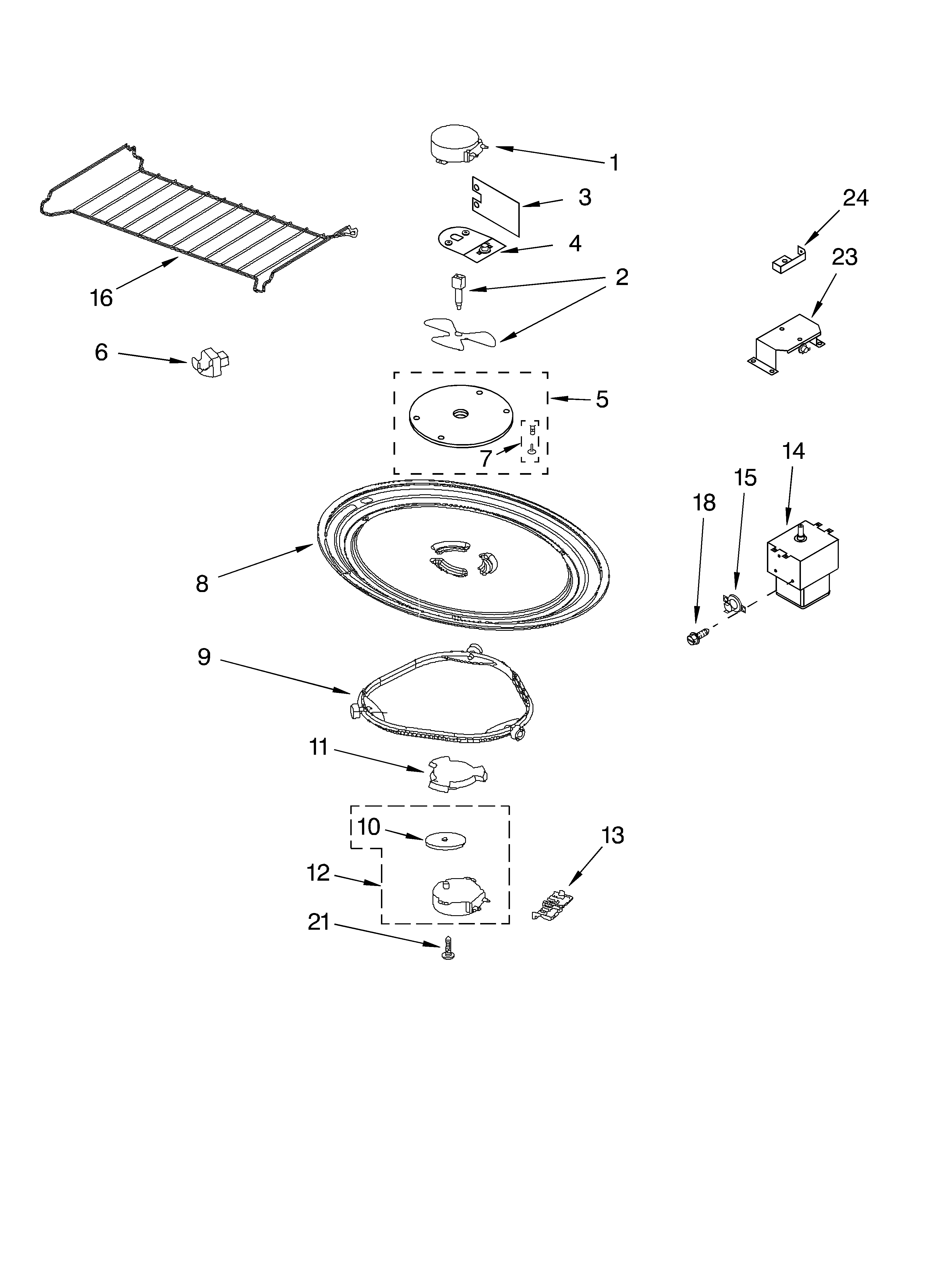 Magnetron and turntable parts