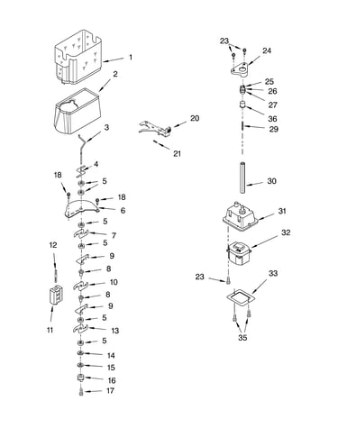 Motor and ice container parts