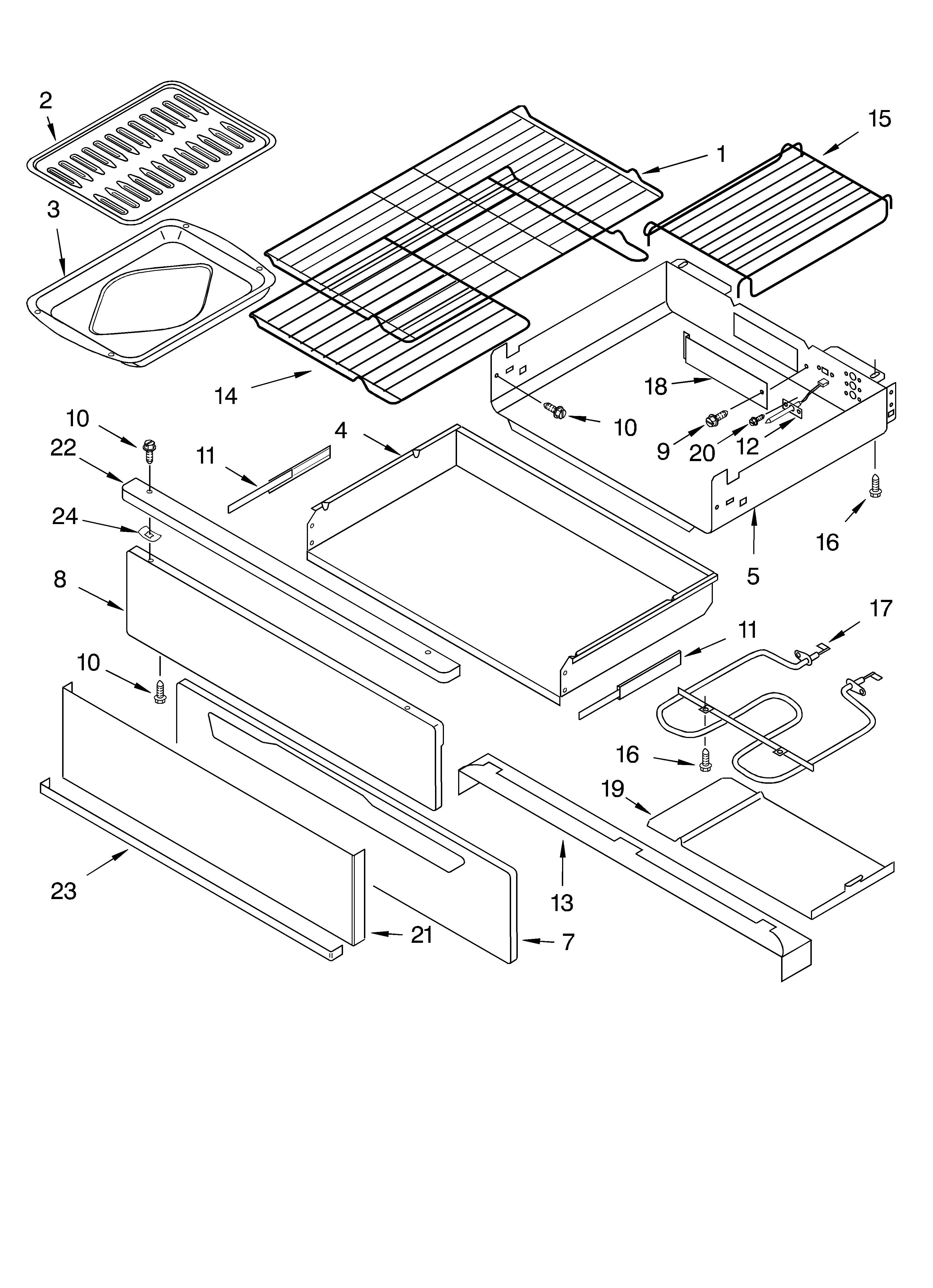 Drawer & broiler parts, miscellaneous parts