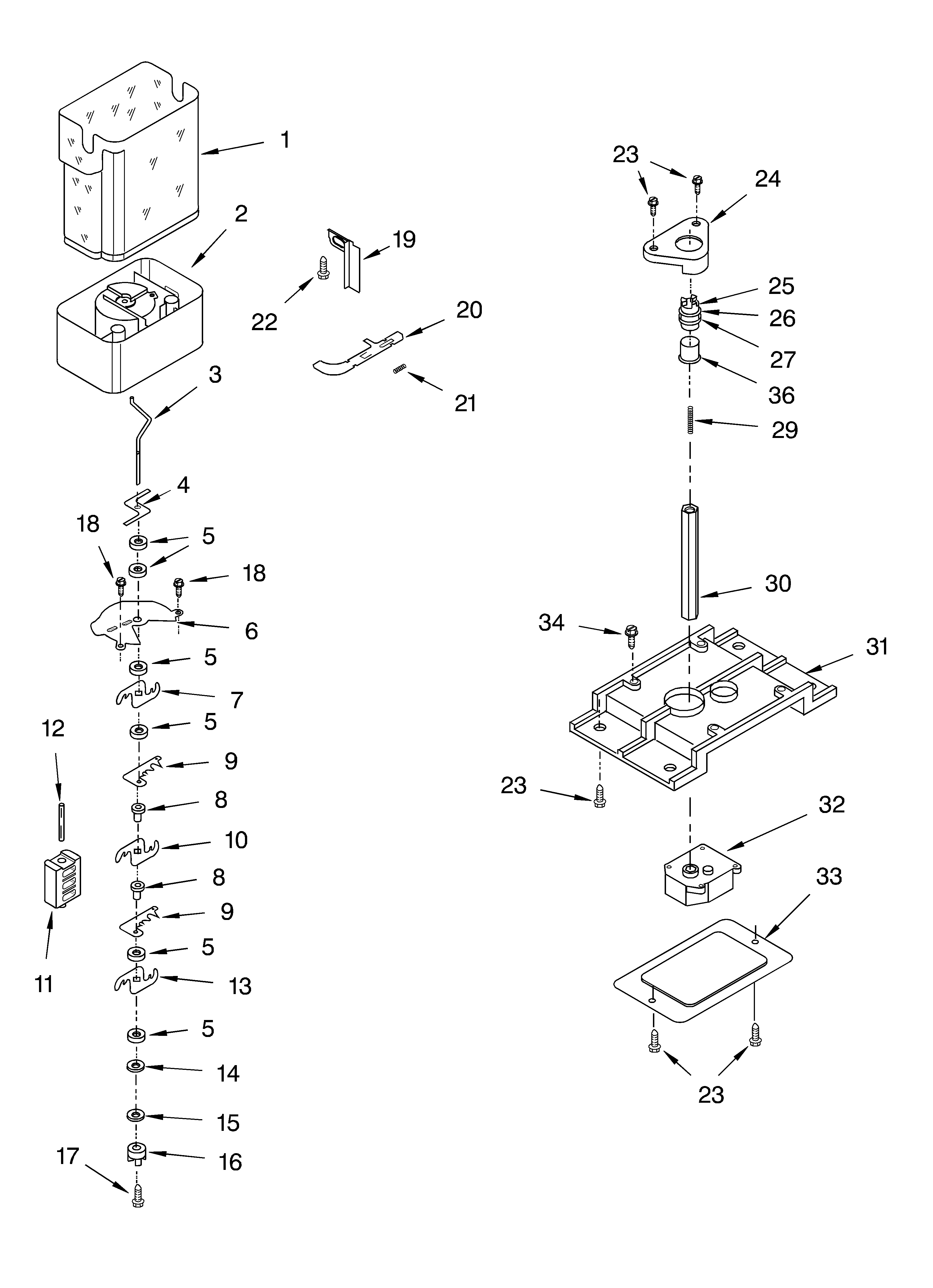 Motor and ice container parts