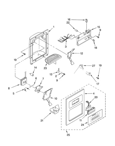 Dispenser and front parts