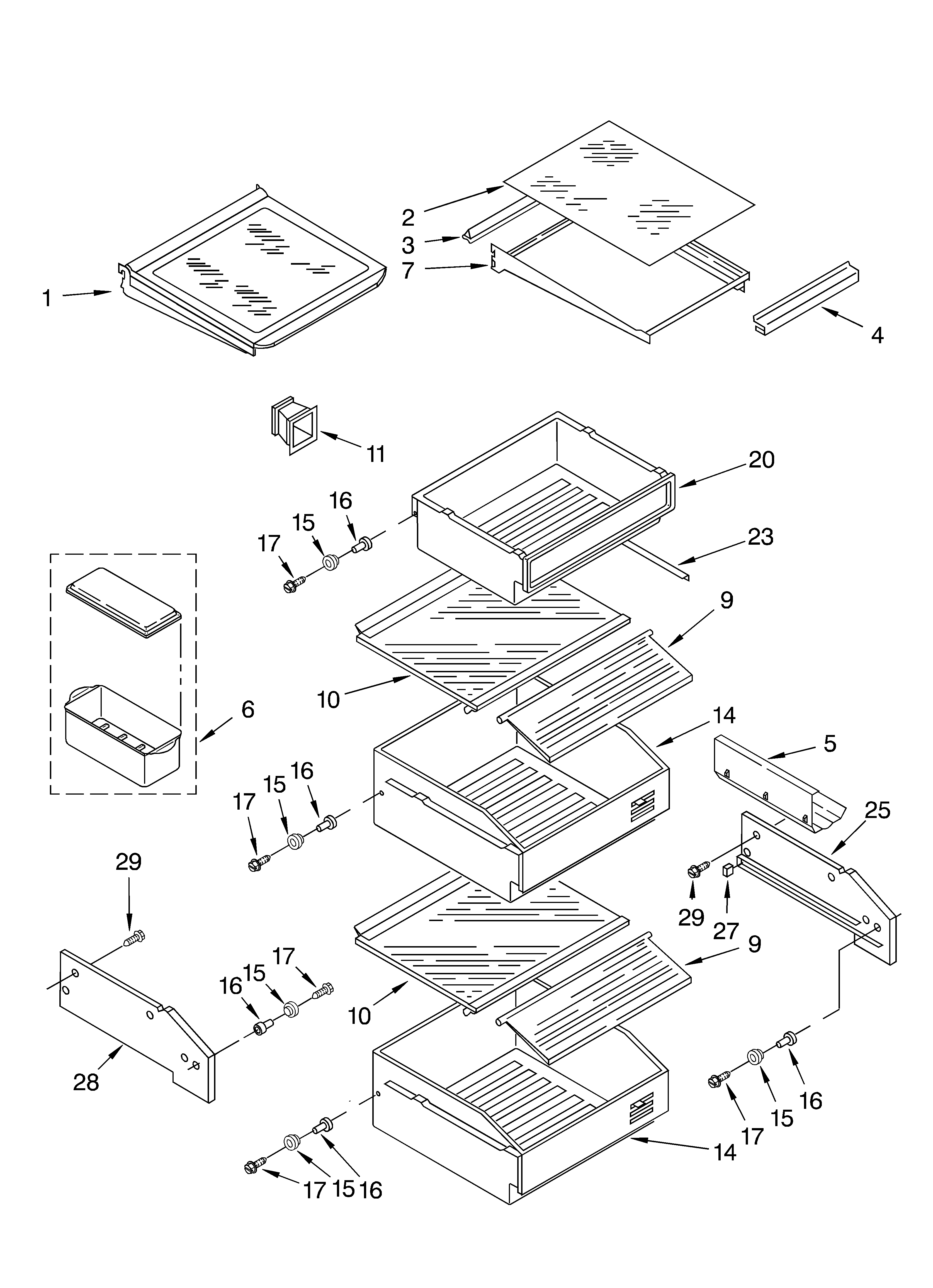 Refrigerator shelf parts