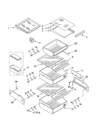 Refrigerator shelf parts