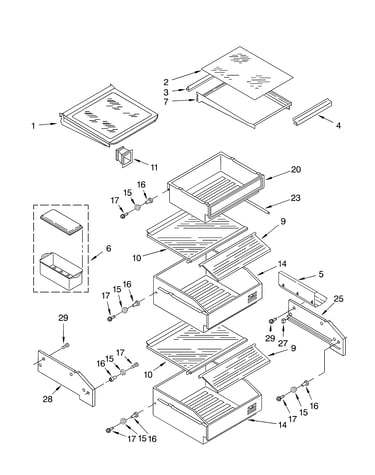 Refrigerator shelf parts