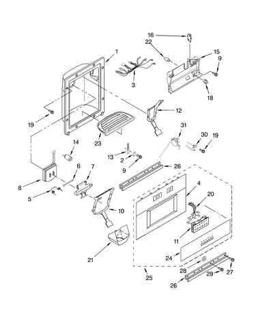 Dispenser and front parts