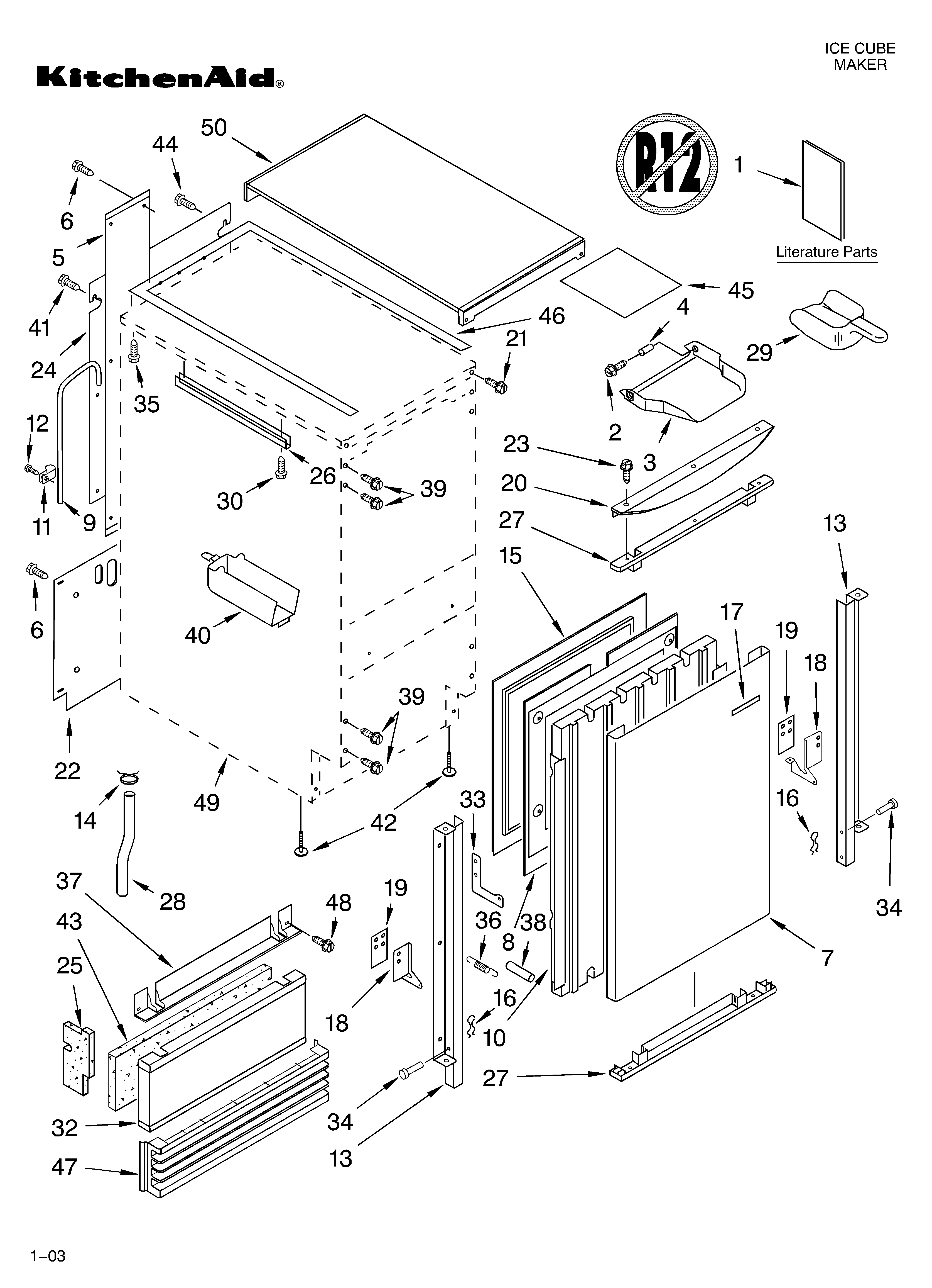 Cabinet liner and door parts