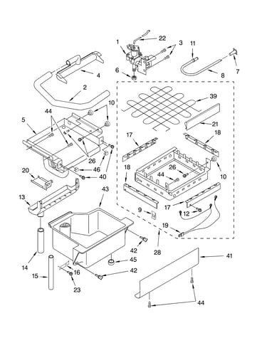 Evaporator ice cutter grid and water parts