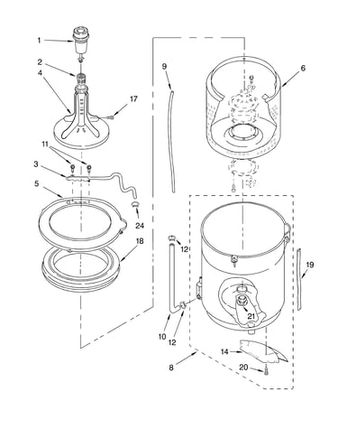 Agitator, basket and tub parts