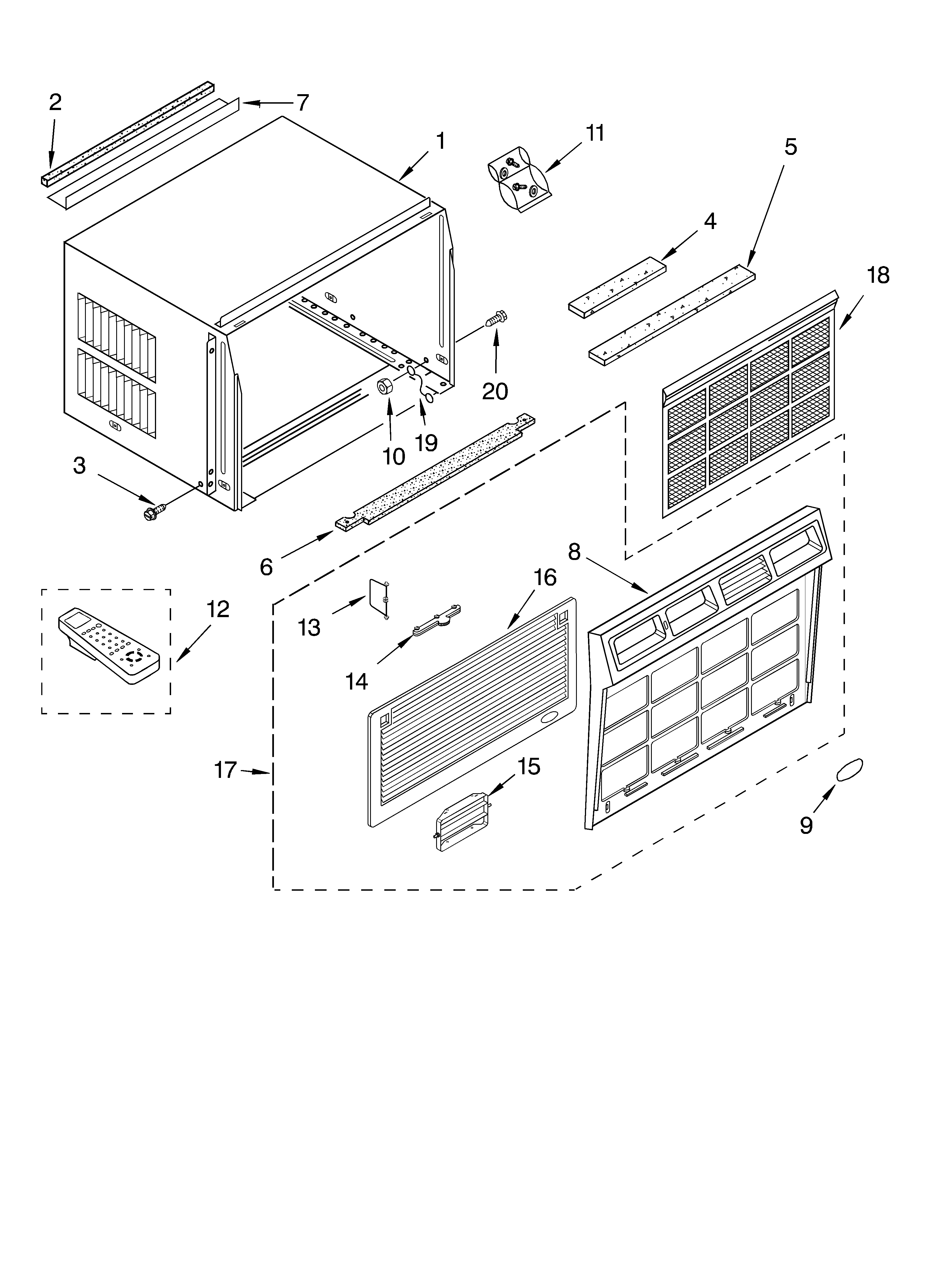 Cabinet parts, optional parts (not included)