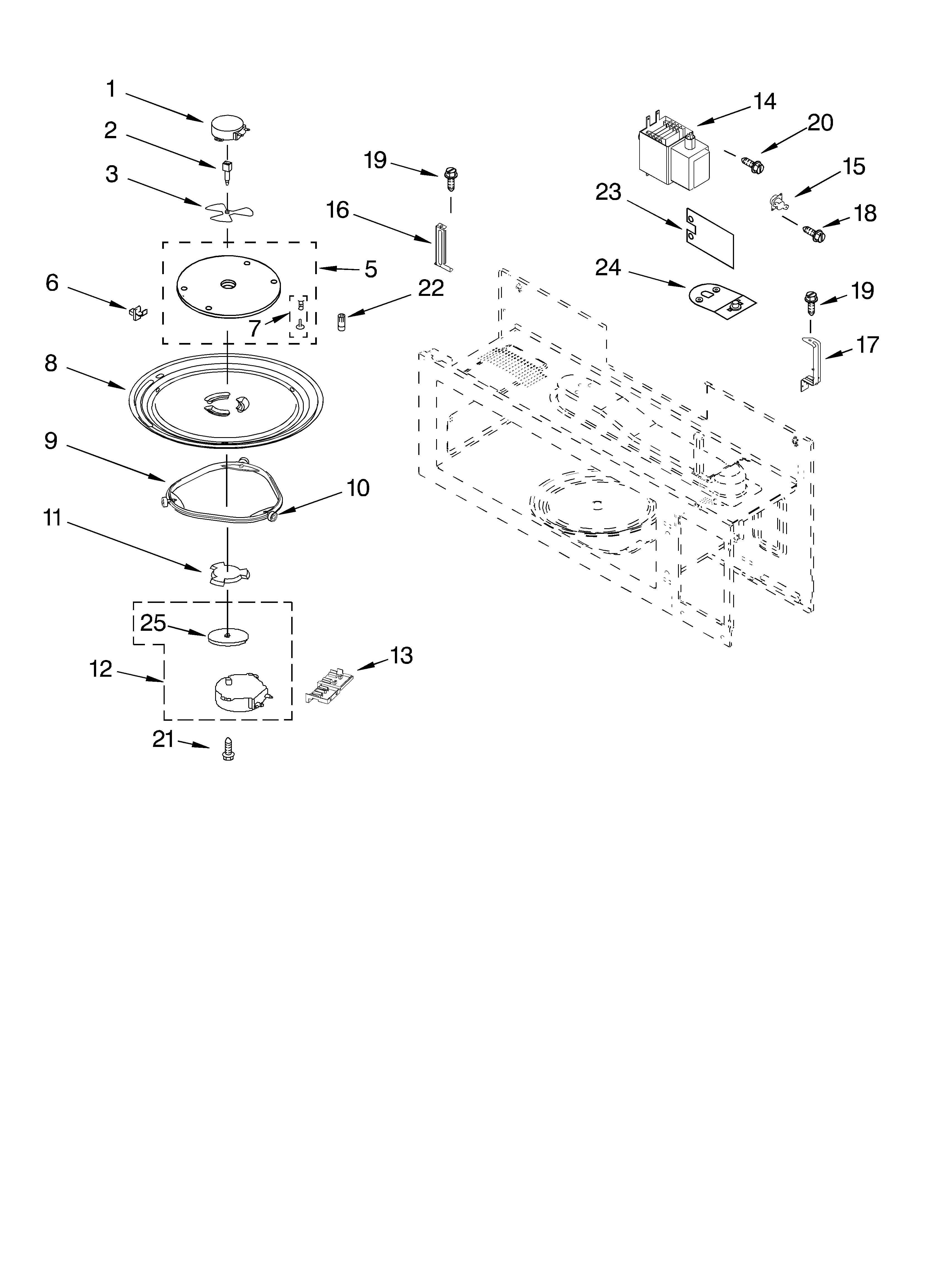 Magnetron and turntable parts