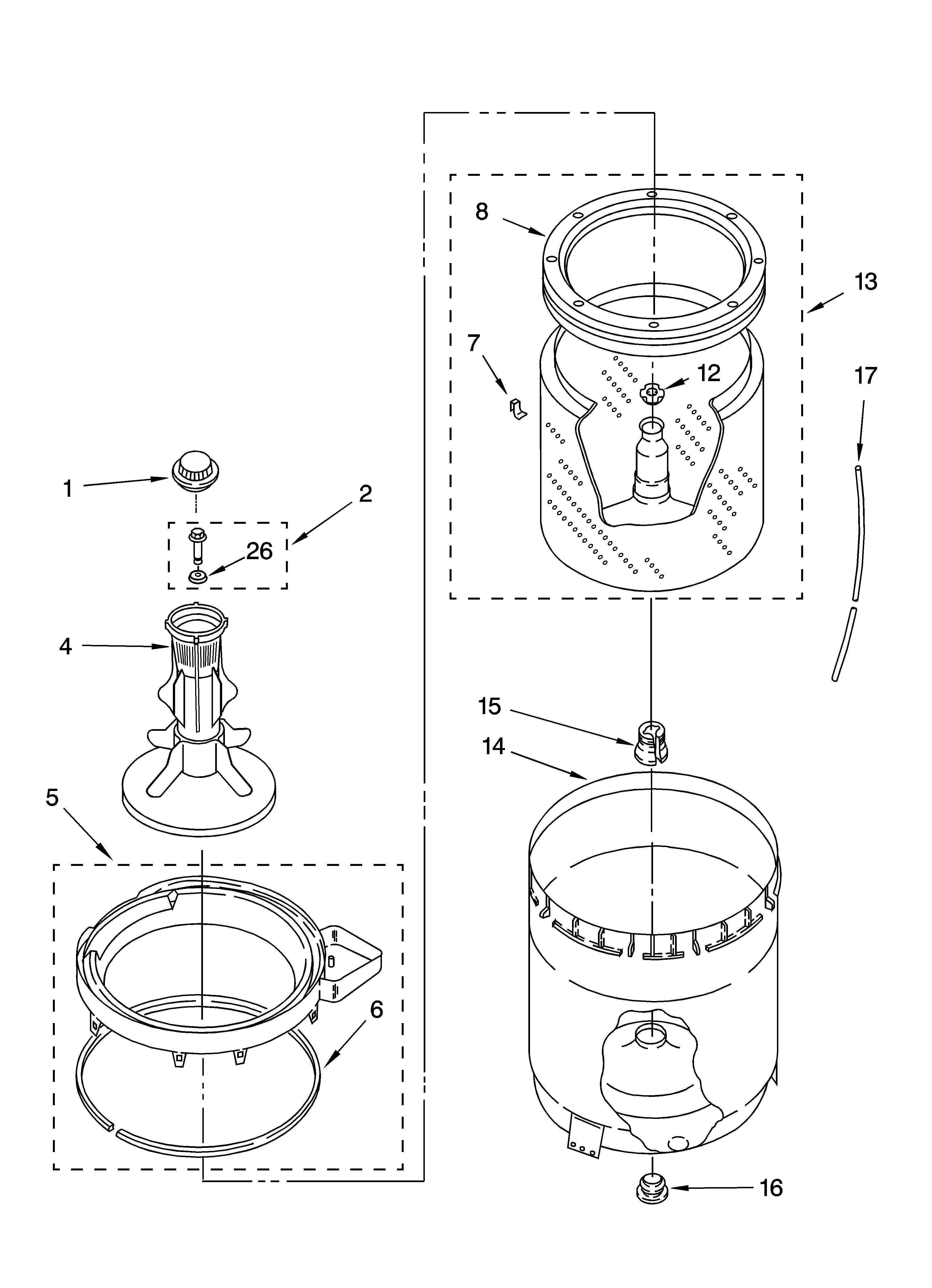 Agitator, basket and tub parts