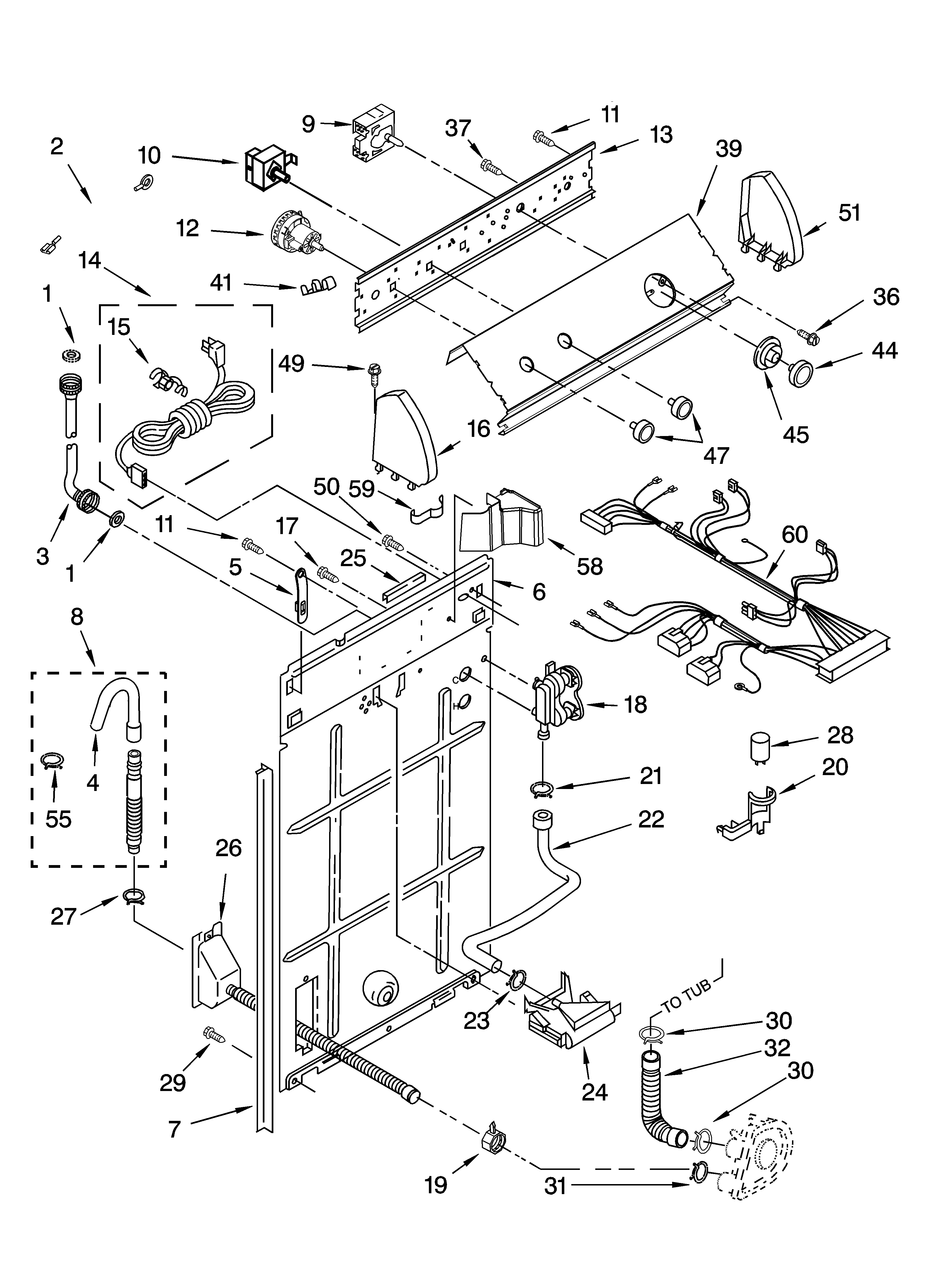 Controls and rear panel parts