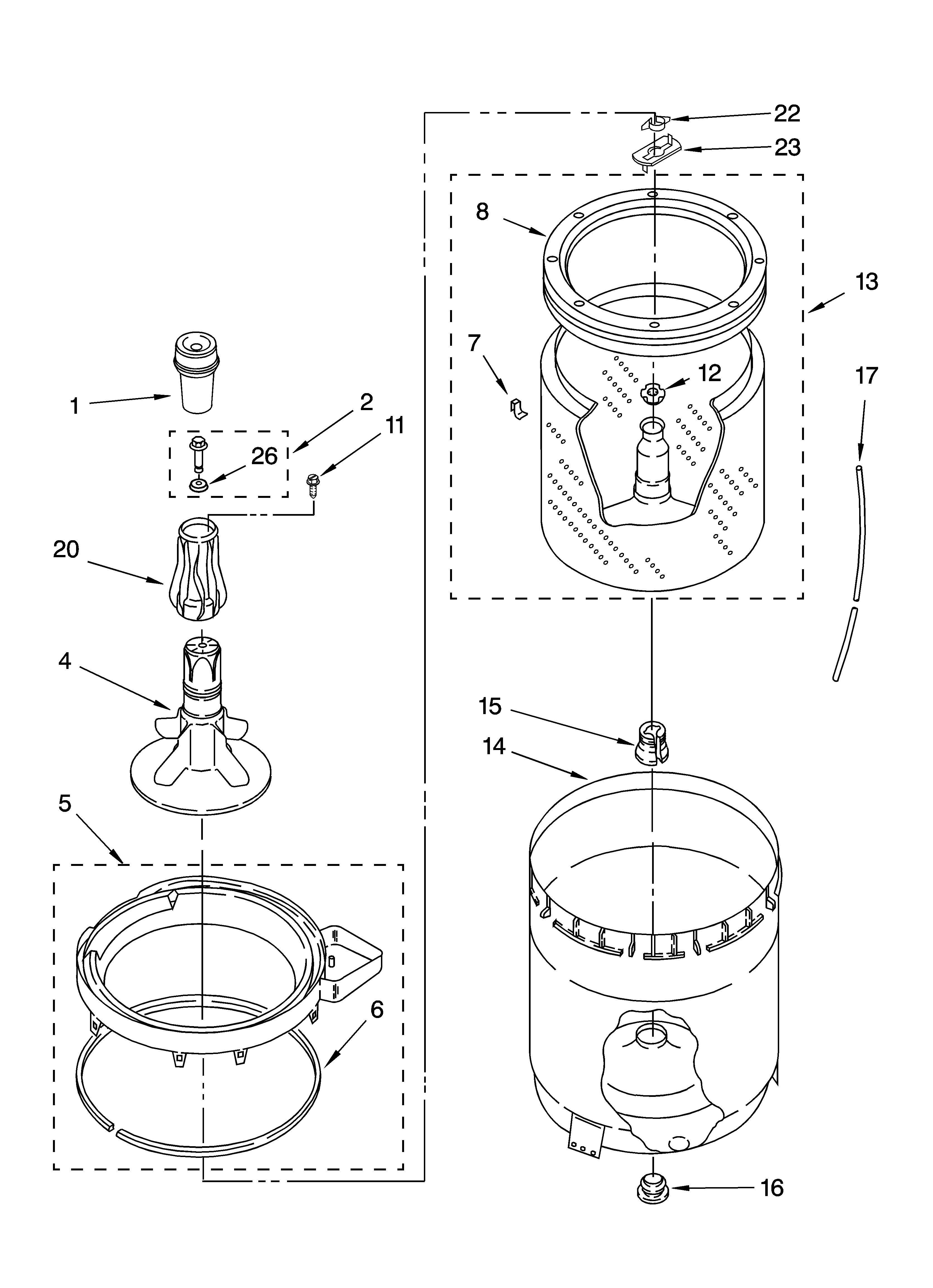 Agitator, basket and tub parts