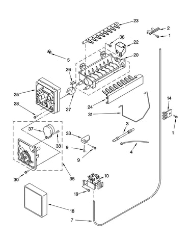 Icemaker parts, parts not illustrated