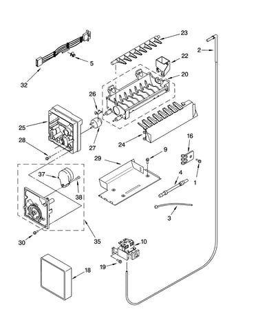 Icemaker parts, parts not illustrated