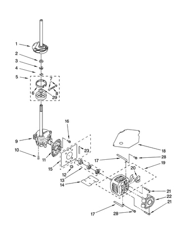 Brake, clutch, gearcase, motor and pump parts