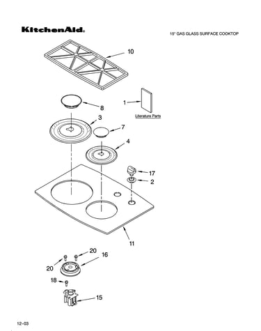 Cooktop, burner and grate parts